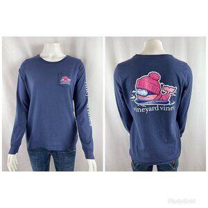Vineyard Vines Winter Whale Womens XS Long Sleeve T-Shirt Snowboarding